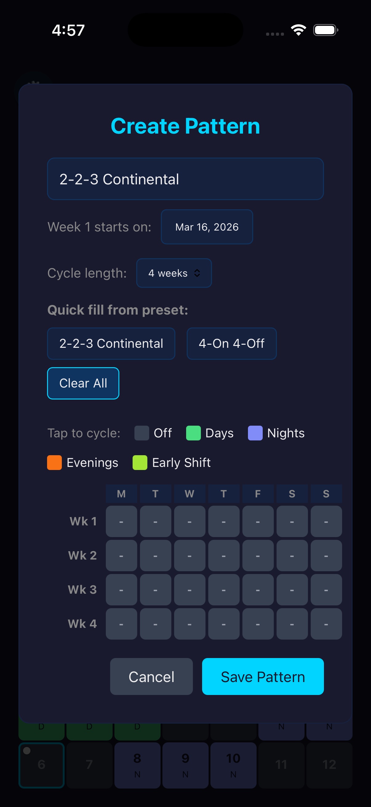 Create Pattern - Dark Mode