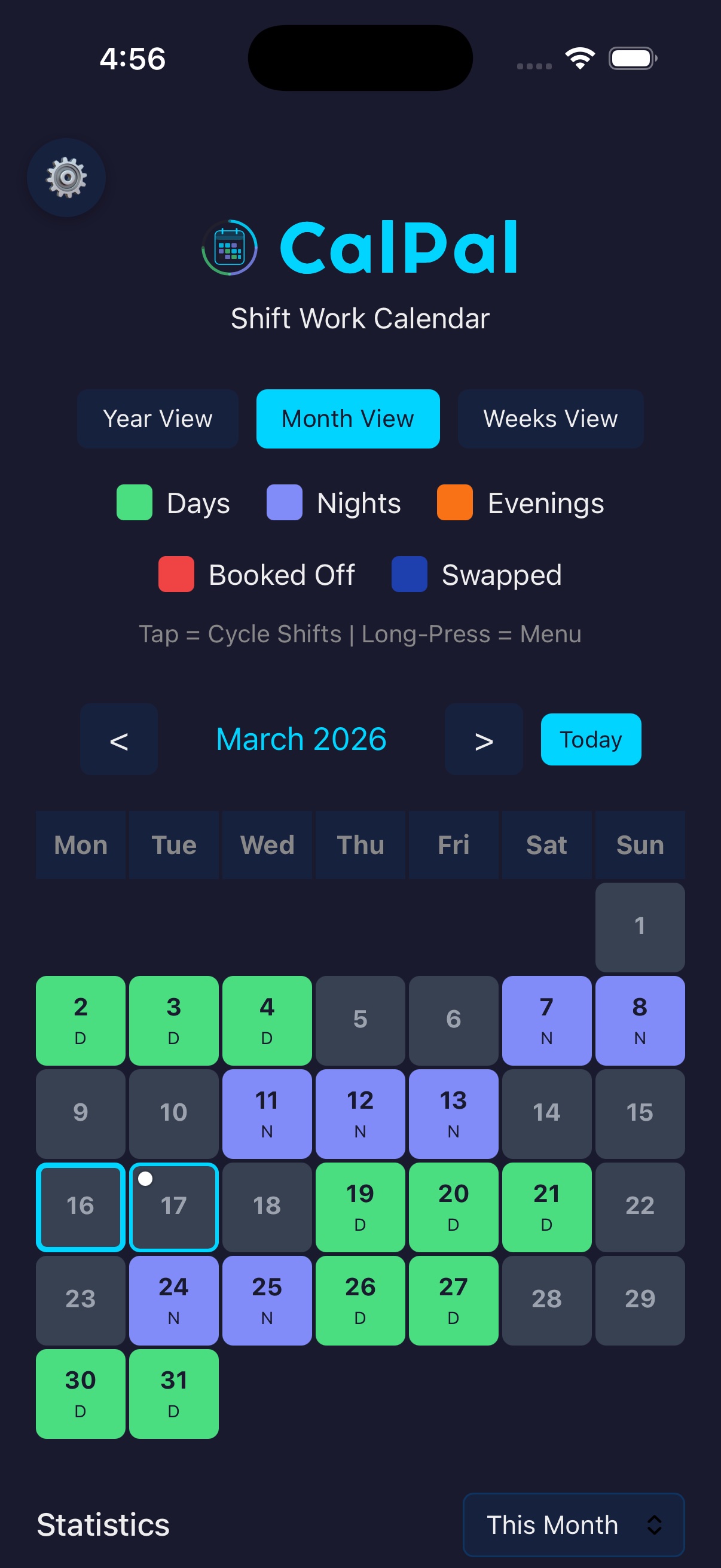 Month View - Dark Mode